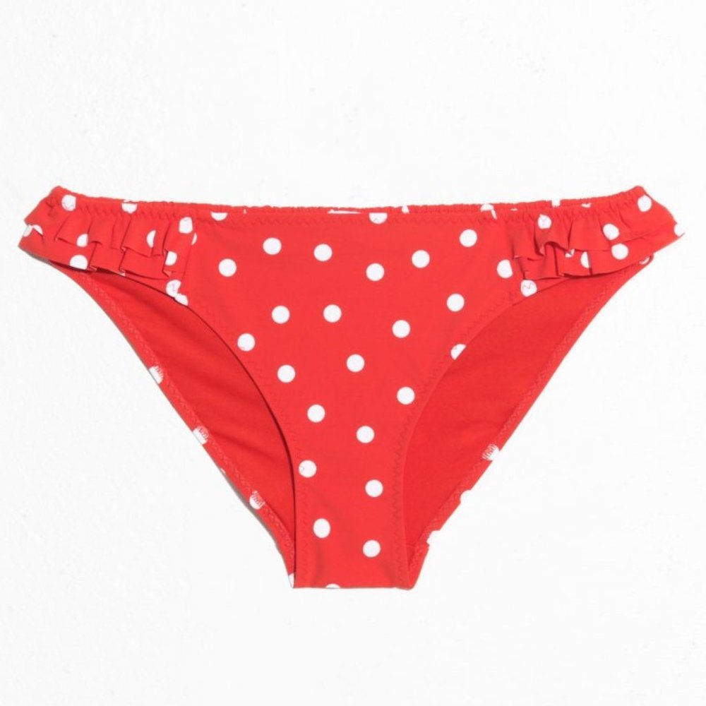 NWOT & Other Stories Red Dotted Ruffle Bikini Bottom Briefs | Size 6